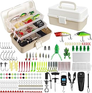 Layers Fishing Tackle Box, 213Pcs Fishing Lures Kit with Small Fishing Tool Kit Containing Weights Scale, Lip Clip, Hook Remover, Fishing Accessories, Fishing Gear for Beginners, Kids, Men, Adults product image