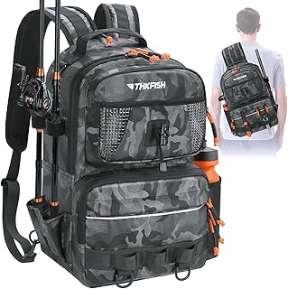 THKFISH Fishing Backpack Tackle Sling Bag, 20L Tackle Backpack with Rod Holder Store Fishing Gear, Gifts for fishermen product image