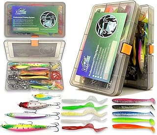 Basic Fishing Tackle Box for Beginners - Starter Kit for Kids Adults - Curated Lures with Crankbaits Jigs Soft Worms(Zero Junk Fillers) - Portable Gift Set for Bass Trout Fishing product image
