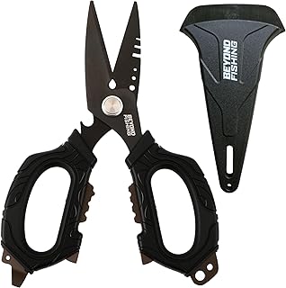 Beyond Fishing 6.5" Pro Fishing Shears Dual Serrated Blades, Fishing Braided Line Scissors with Titanium Coating, Non-Slip Grip & Multifunction Tool, Includes Hard Molded Locking Sheath product image