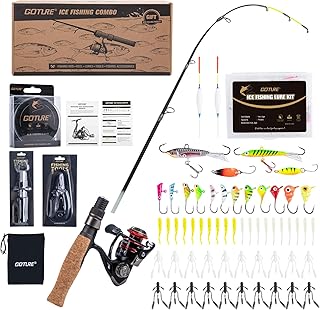 Goture Ice Fishing Rod and Reel Combo with Carry Bag, 24''Medium Spinning Ice Fishing Pole, 58Pcs Jigs & Lures with Storage Box, Line,Fish Gripper, Pliers and Tools for Trout Bass Walleye product image