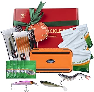 Fishing Lures Kit for Men Women, Soft Bait Tackle Box Set in Red Gift Box, Complete Fishing Gear with Pendant Keychain, for Freshwater Bass Trout Saltwater, Ideal Gift for Him Her Dad Mom product image