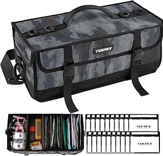 Large Fishing Tackle Bag for Soft Plastic Baits Storage, 20PCS Soft Bait Clear Storage Bag, Fishing Gear Organizer for Weights, Reels & Hooks, 900D Waterproof Oxford Fabric product image