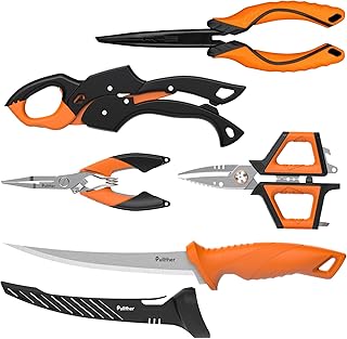 5PC Fishing Tool Kit - Fillet Knife, 2PC Fishing Pliers,Fishing Braid Scissors and Fish Lip Gripper, Fishing Gear for Fly Fishing, Ice Fishing product image