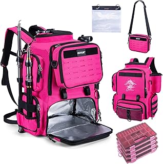 Goture Fishing Backpack with 4 Tackle Boxes,58L 900D Water-Resistant Tackle Backpack with Cooler,Rod Holders,8 Lure Pockets, Detachable Crossbody Bag,Gear Storage Large Fishing Bag for Camping Hiking product image