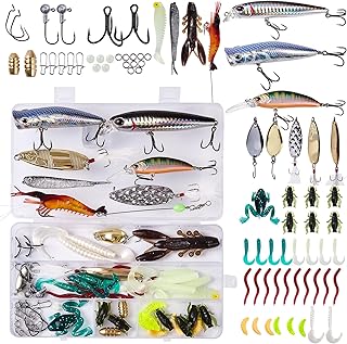Fishing Lures – 73PCS Fishing Tackle Kit with Tackle Box, Bass Fishing Lures Set for Freshwater Bass & Trout, Crankbaits, Frogs, Soft Plastic Worms, Spinnerbaits, Jigs – Multi-Species Fishing Gear product image