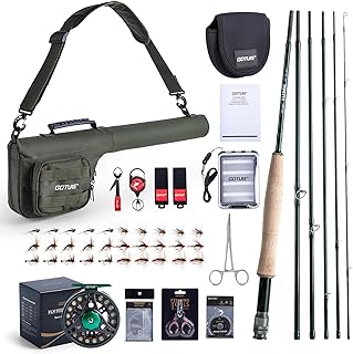 Goture Fly Fishing Rod and Reel Combo with Fly Rod & Gear Case, 9FT 4-Piece Fly Rod, Pre-Spooled Reel, Fly Line, Flies, Leader, Tippet, Forceps, Nipper and Complete Starter Kit product image