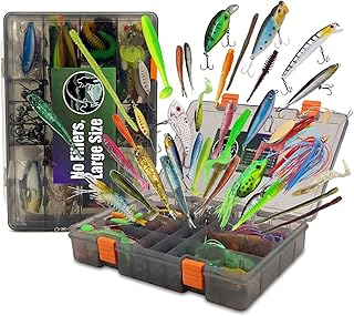 Pro Bass Fishing Kit with Tackle Box - No Junk Fillers - Professional Lures Set, High-Carbon Steel Hooks - Portable Freshwater & Saltwater Gear - Best Fishing Gift for Men, Dad, Anglers product image