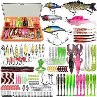 Fishing Lures Tackle Box, 193Pcs Fishing Accessories Including Topwater Lures Hooks VIBs Soft Baits, Fishing Bait Kit Gift for Anglers product image