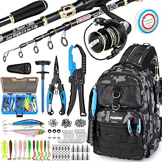 PLUSINNO Fishing Gear, Fishing Backpack with Fishing Rod, Tackle Box, Waterproof Tackle Backpack with Rod Holders,Lures, Tools, Pliers & Accessories, Fish Gifts for Men product image
