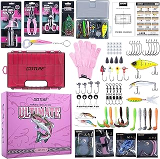GOTURE Pink Fishing Tackle Box Set, Fishing Kit，12-in-1 Tackle Box Set with Stainless Steel Tools，Lures, Fishing Gift for Women & Beginners (Gift Ready) product image