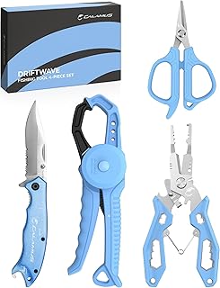 Calamus DriftWave Fishing Tool Kit – Corrosion Resistant Fishing Pliers, Lip Gripper, Fillet Knife, Scale, Retractor & Glove,Scissors & Pocket Knife,Fishing Gifts for Men product image