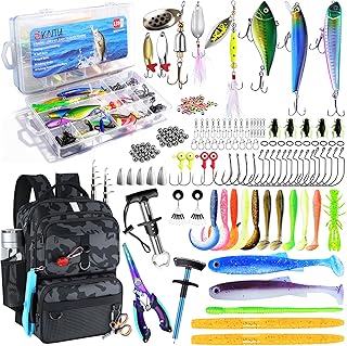 Fishing Backpack with Tackle Boxes and Rod Holder, 24L Fishing Sling Bag with Fishing Lures Kit, Fishing Gear Bag Gifts for Men Women - Black Camo Backpack product image