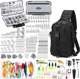 WinnerWhy 484 Pcs Fishing Tools Accessories Kit Include Fish Backpack Fish Hook Lures Hook Remover Lip Gripper for Men Women Fishing Gifts(Black) product image
