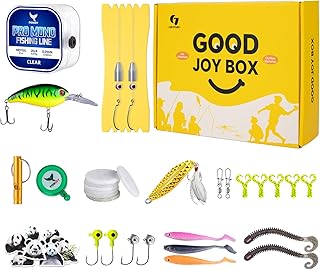 Good Joy Gift Box Fishing Kit for Kids/Beginners Age 8-14 | Ready-to-Fish Kit with Safety Whistle, Fishing Set Stuff with Lures & Line, Kid Gift Suitable Freshwater Pond Lake product image