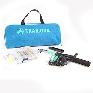 Fishing Kit with Rod, Reel, Tackle, Hooks, Pre-Spooled Line, Zip Carry Case - Boat/RV/Car/Cabin/Cottage product image