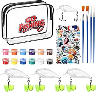 Lewtemi DIY Fishing Lure Making Kit for Beginners Creative Tackle with Unpainted Blanks Paint Set Waterproof Bag Brushes Stickers Fishhook Making Lures DIY Fishing Gear Kit for Beginner product image