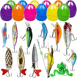 12 Pcs Prefilled Easter Eggs with Fishing Lures Baits Tackle Kit Easter Basket Stuffers Fishing Gear Accessories Egg Fillers Egg Hunt Party Favors for Teens Adults product image