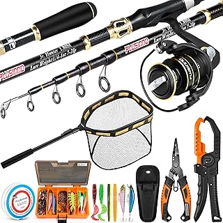 PLUSINNO Fishing Gear,Full Fishing kit Include Fishing Rod and Reel Combo, Tackle Box with Fishing Lures, Fishing Accessories, Fishing Pliers,Fishing Gifts for Men with Fishing Tool Kit product image