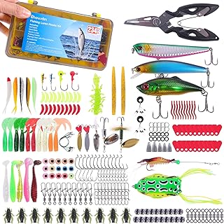 140/234PCS Fishing Lures Kit, Fishing Gear Tackle Box Kit with Pliers, Bionic Baits,Spoon Lures, Hooks, Weights Freshwater, Saltwater and Accessories for Men Women Kids (234PCS) product image