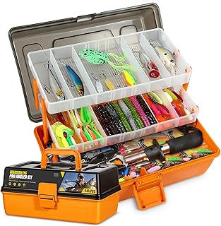 445Pcs Fishing Lures Kit Large 3-Layer Tackle Box whit Tackle，Pliers, Crankbait, Hooks, Weights & Accessories Complete Freshwater Bass Fishing Gift for Men Fishing Enthusiast product image