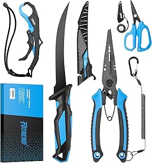 4Pcs Fishing Tool Kit, Fishing Gear - Fishing Plier, Fillet Knife, Fishing Scissors, Fish Lip Gripper, Fishing Tool Set, Gift for Men product image