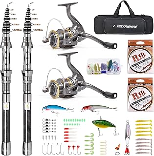 2Pcs Telespoic Fishing Rod and Reel Combos with Spinning Reel and Necessary Lure Accessories Portable Carrier Bag for Saltwater Freshwater product image