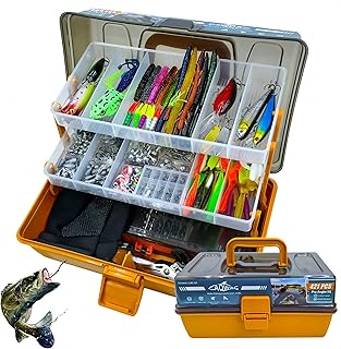 Large 3-Layer Tackle Box with Tackle Included, 421Pcs Fishing Lures Kit - Pliers, Crankbait, Hooks, Weights & Accessories - Freshwater Bass Fishing Bait Lure Gear and Equipment product image