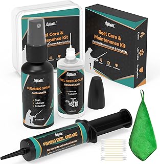 Fishing Reel Oil Kit - Reel Care Kit with 1oz Needle Oiler, 0.9oz Reel Grease, 2oz Clean Sprayer for Lubricate, Protect & Clean - Fishing Reel Maintenance Cleaning Set for Father’s Day product image