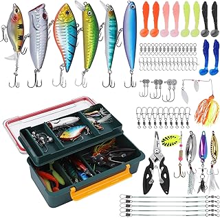 Fishing Tackle Box with Fishing Lures,73Pcs Fishing Lures Kit-Pliers,Topwater Lures,Hooks,Spinnerbaits,Saltwater & Freshwater Fishing Gear and Equipment,Fishing Gifts for Men product image