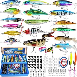 PLUSINNO Fishing Lures Kit Tackle Box, Premium Fishing Bait Set for Bass, Trout, Crappie, Walleye, Fishing Gear Accessories Kit for Freshwater & Saltwater, Fishing Gifts for Men product image