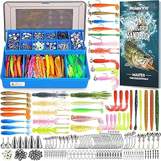 PLUSINNO Fishing Lures Kit, 211pcs Tackle Box with Tackle Included, Bass Fishing Kit with Pre-Rigged Jig Head Lures, Soft Baits, Hooks, Weights, Freshwater Fishing Gear for Walleye Crappie Trout product image