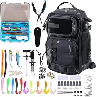 103PCS Fishing Tackle Bag, Fishing Gear for Men Adults, Camouflage Backpack with Rod Holder Tackle Box, Waterproof Sling Fishing Tackle Storage Bags & Wraps, for Fishing, Camping, Hiking product image