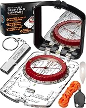 Pathfinder Sighting Compass - Precise Navigation, Hiking and Orienteering Mirror Compass with Luminous Bezel, Adjustable Declination, Clinometer, LED and Survival Whistle, Scout Gifts product image
