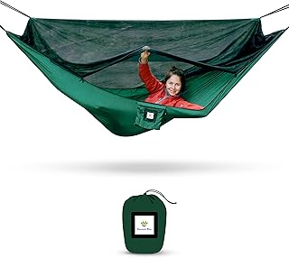 Hammock with Mosquito Net - Fully Reversible Bug Free Hammock Tent, Extra Large Sleeping Space, Bug Proof Netting & Suspension - Change The Way You Camp with Hammock Bliss Quality - No-See-Um No More product image
