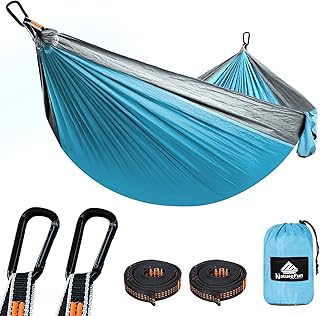 NATUREFUN Ultra-Light Travel Camping Hammock | 300kg Load Capacity,Breathable,Quick-Drying | 2 x Premium Carabiners,2 x Nylon Slings Included | Outdoor Indoor Garden product image