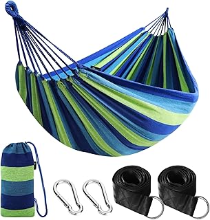 ANYOO Cotton Hammock Portable Camping Hammocks for Hanging Sturdy Garden Comfortable Fabric Hammock with Tree Straps Up to 660lbs with Travel Bag for Camping Outdoor/Indoor Patio Backyard product image