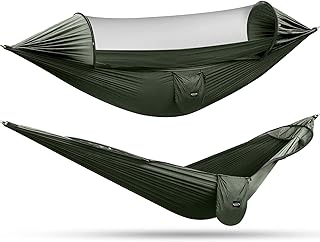 G4Free Large Camping Hammock with Mosquito Net 2 Person Pop-up Parachute Lightweight Hanging Hammocks Tree Straps Swing Bed for Outdoor Backpacking Backyard Hiking product image