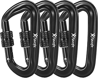 12kN Heavy Duty Carabiner Clips - Favofit Locking Carabiner for Keychain Key Ring Hammock & Dog Leash - 0.9oz Ultralight Snag-Free D Ring Carabiners for Camping Gym & Outdoor product image