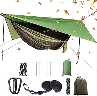 YCD Portable Camping Hammock Set,Single Double Hammock,Insect-Proof net,Rain Fly Tarp,high-Strength Parachute Cloth Hammock,Backpack Hiking Courtyard Outdoor Activities. product image