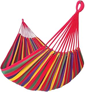 Brazilian Double Hammock 2 Person Extra Large 220x160cm Total Length 330cm Load 500lb Canvas Cotton Hammock for Patio Porch Garden Backyard Lounging Outdoor and Indoor(Rainbow) XXL product image