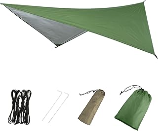 Azarxis Hammock Camping Tarp Rain Fly, Waterproof Tent Shelter Awning Sunshade Cloth Picnic Mat for Outdoor Hiking Beach Backpacking - Included Guy Lines & Stakes product image