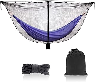 TOBWOLF Camping Hammock Net, Lightweight Outdoor Mosquito Net, 360 Degree Protection Polyester Netting with Dual Sided Zipper & Rope & Storage Bag (Not Include Hammock) product image