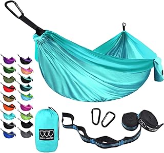 Gold Armour Camping Hammock - Portable Hammock Single Hammock Camping Accessories Gear for Outdoor Indoor Adult Kids, USA Based Brand (Seafoam) product image