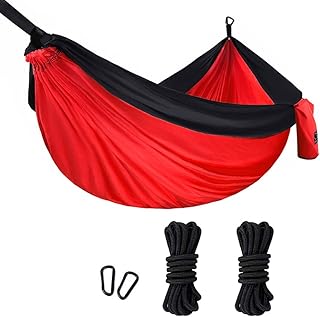 Gold Armour Camping Hammock, Double Hammock with Ropes, USA Brand Lightweight Portable Mens Womens Kids, Camping Accessories Gear (Red and Black, 2 Person) product image