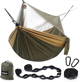 Sunyear Hammock Camping with Rain Fly Tarp and Net, Portable Camping Hammock Double Tree Hammock Outdoor Indoor Backpacking Travel & Survival, 2 Tree Straps,100% Waterproof product image