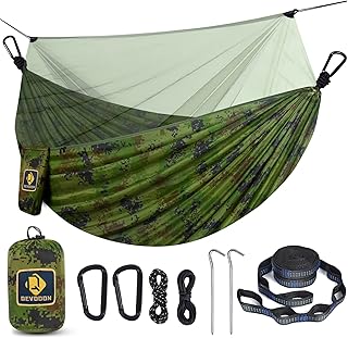 Camping Hammock with Net,Travel Portable Lightweight Hammocks with Tree Straps and Solid D-Shape Carabiners,Parachute Nylon Hammock for Outsides Backpacking Beach Backyard Patio Hiking product image