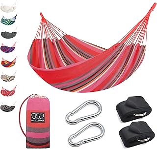 Gold Armour Brazilian Style Hammock with Tree Straps for Hanging, Portable Single Double Hammock for Camping, Outdoor, Indoor, Patio, Backyard (Pink Stripe) product image