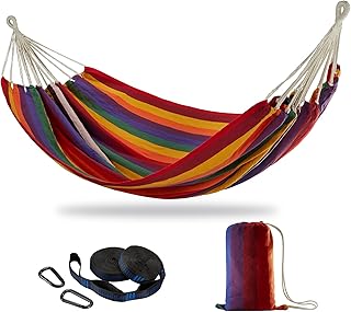 Brazilian Double Hammock with Tree Straps,Extra Large 240x160cm,2 Persons Hammock for Backyard Patio Outdoor and Indoor,450lbs Weight Capacity,Soft Woven Cotton Fabric product image