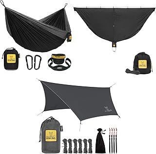 Wise Owl Outfitters Camping Hammock with Rain Fly Tarp and Bug Net - Single Hammock - Waterproof Camping Accessories & Backpacking Gear, Camping Gear Must Haves - Black product image